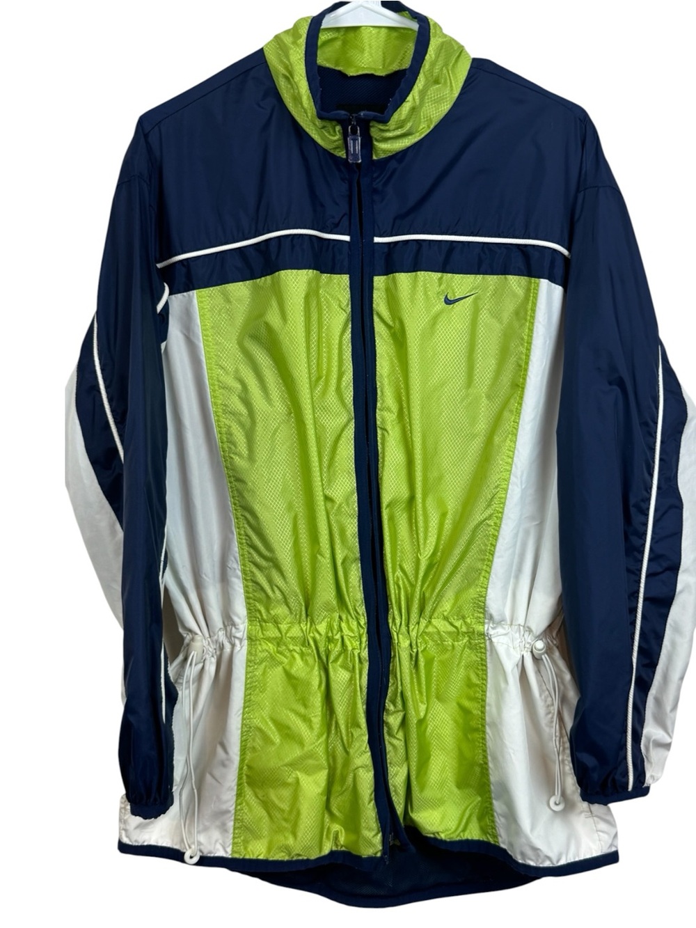 Nike Full Zip Windbreaker Jacket Swoosh Logo Neon Colorblock Vintage 90s Size L